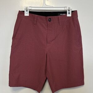 Volcom Men's Dark Red Flat Front Shorts